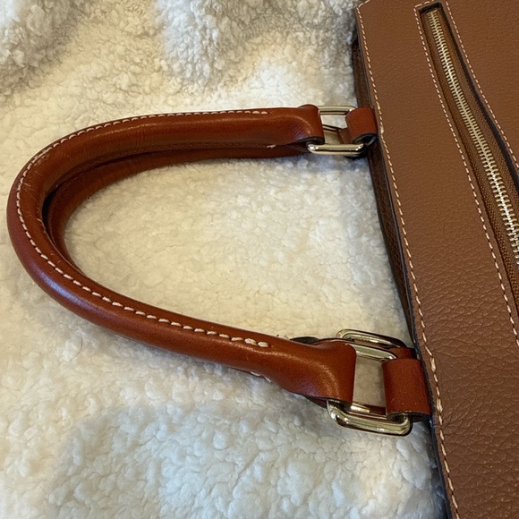 Dooney & Bourke Pebbled Leather Satchel Tote Brown Red Lining - Picture 10 of 14